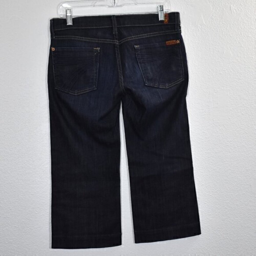 7 For All Mankind Dojo Cropped Jeans Size 28 Dark Blue Gently Used Condition - Picture 2 of 5